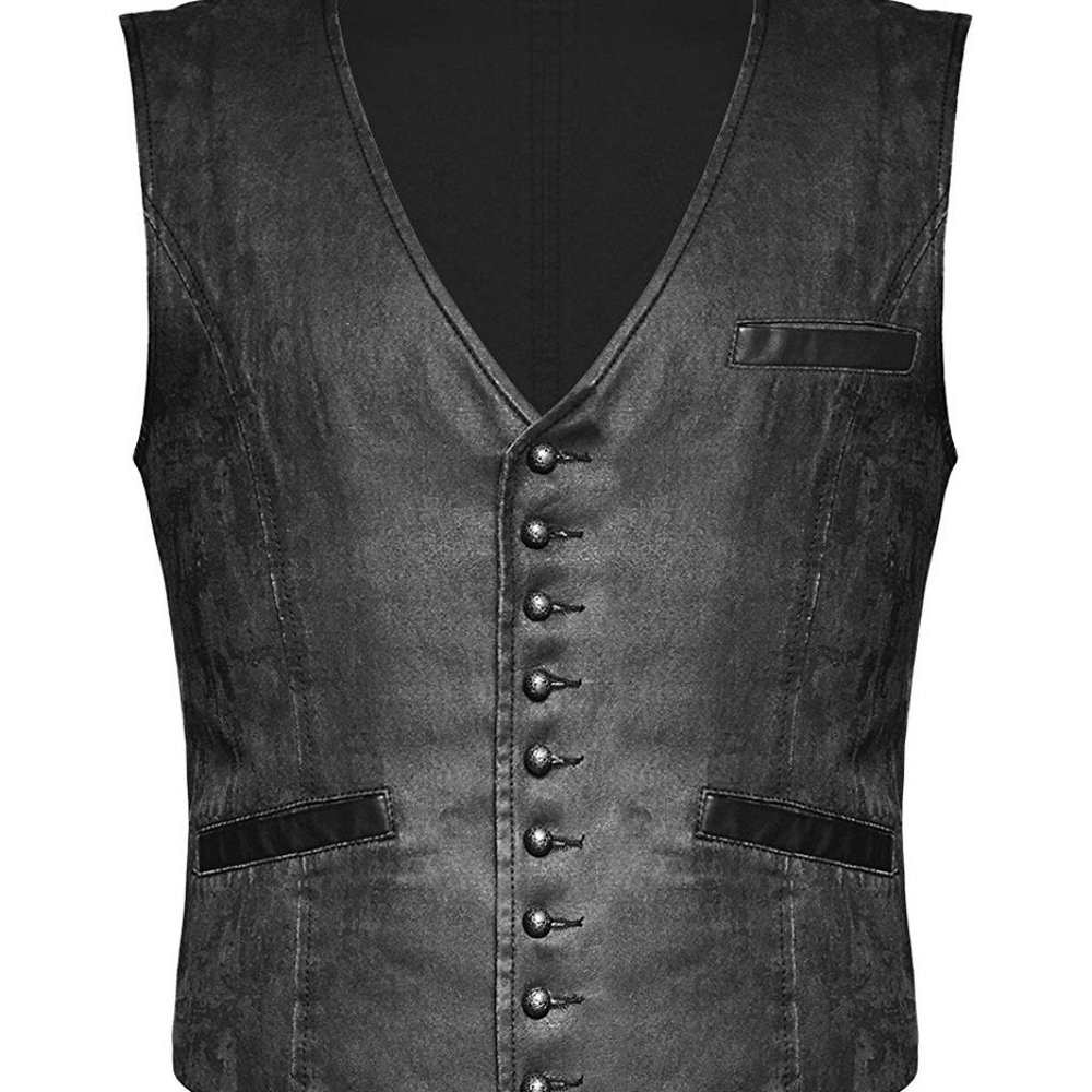 Men's Vest Faux Leather "Punk Rave", GRAY, size M